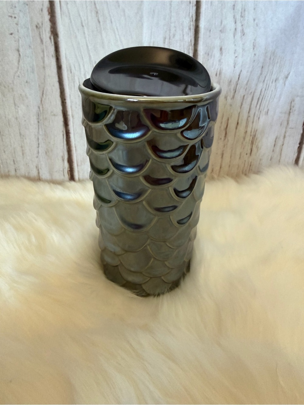 Starbucks Siren Scale Gray Ceramic Travel Mug 10oz Mermaid Tumbler